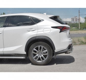 10 899 р. Защита заднего бампера (2 трубы Ø63 и 42 мм, нержавейка) Russtal  Lexus NX300h  Z10 (2014-2017) дорестайлинг  с доставкой в г. Екатеринбург. Увеличить фотографию 2