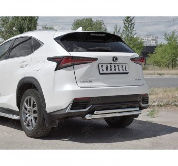 10 899 р. Защита заднего бампера (2 трубы Ø63 и 42 мм, нержавейка) Russtal  Lexus NX300h  Z10 (2014-2017) дорестайлинг  с доставкой в г. Екатеринбург. Увеличить фотографию 3