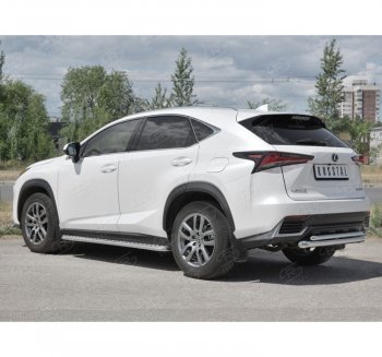 10 899 р. Защита заднего бампера (2 трубы Ø63 и 42 мм, нержавейка) Russtal  Lexus NX300h  Z10 (2014-2017) дорестайлинг  с доставкой в г. Екатеринбург. Увеличить фотографию 1