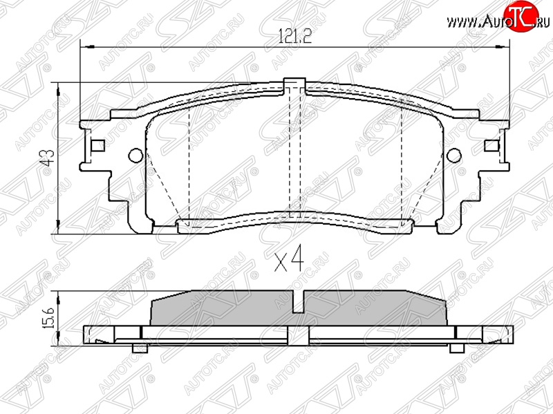 1 299 р. Колодки тормозные SAT (задние) Lexus NX300h Z10 дорестайлинг (2014-2017)  с доставкой в г. Екатеринбург