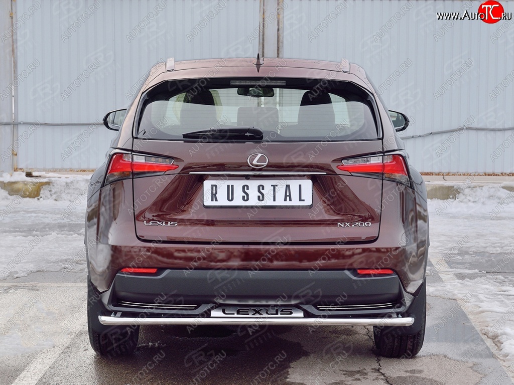 17 599 р. Защита заднего бампера (Ø42 мм с надписью, нержавейка) SLITKOFF Lexus NX200 Z10 дорестайлинг (2014-2017)  с доставкой в г. Екатеринбург