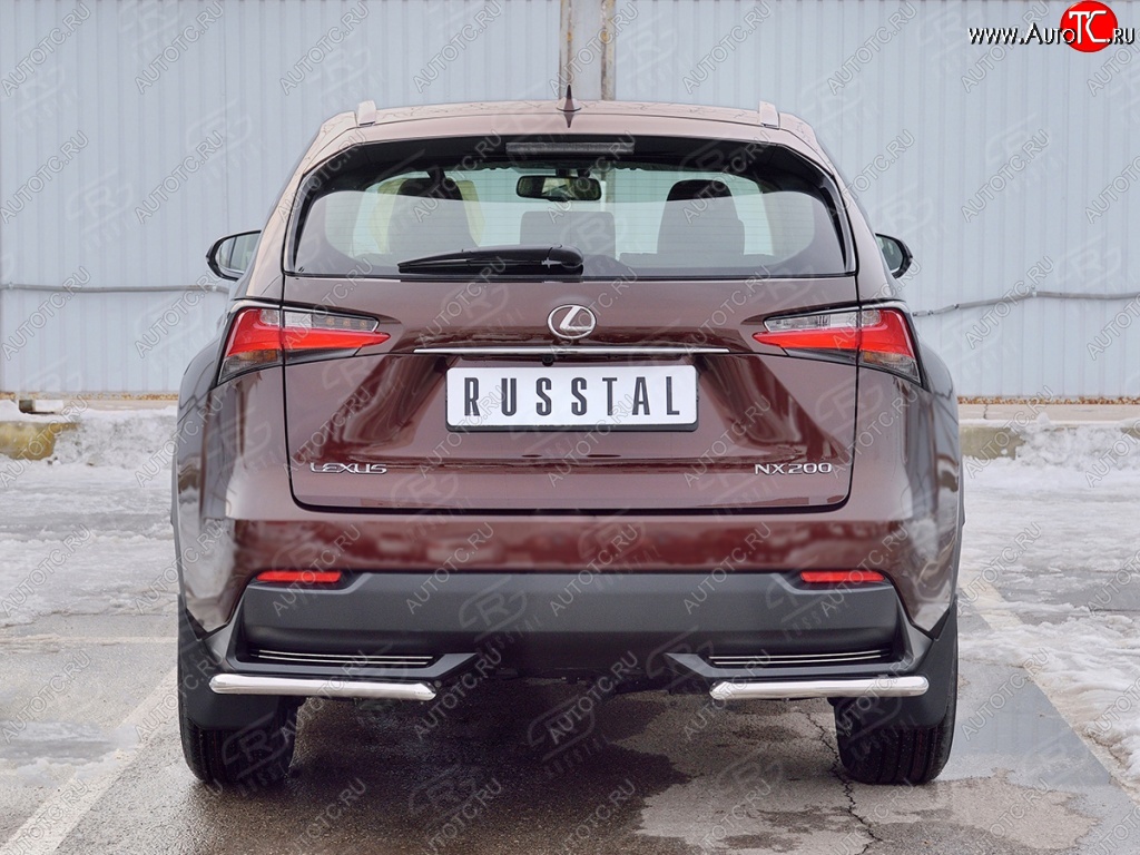 9 799 р. Защита заднего бампера (Ø42 мм уголки, нержавейка) Russtal  Lexus NX200  Z10 (2014-2017) дорестайлинг  с доставкой в г. Екатеринбург