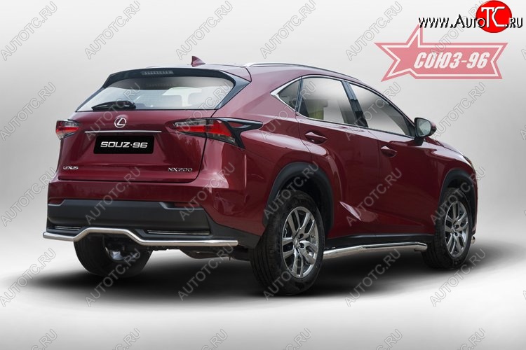 14 084 р. Волнистая защита заднего бампера d42 ( одна выхлопная труба ) Souz-96 Lexus NX200 Z10 дорестайлинг (2014-2017)  с доставкой в г. Екатеринбург