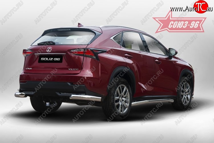 13 679 р. Угловая защита заднего бампера (d60) ( одна выхлопная труба ) Souz-96 Lexus NX200 Z10 дорестайлинг (2014-2017)  с доставкой в г. Екатеринбург