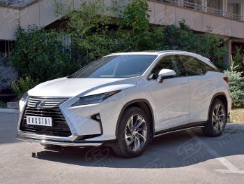 15 899 р. Защита переднего бампера (Ø42 мм, нержавейка, кроме F-Sport) SLITKOFF Lexus RX350L AL20 дорестайлинг (2017-2019)  с доставкой в г. Екатеринбург. Увеличить фотографию 2