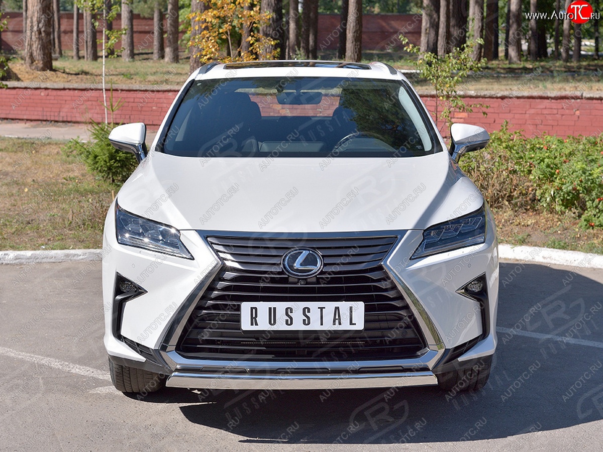 20 999 р. Защита переднего бампера (Ø75х42 мм, нержавейка, кроме F-Sport) Russtal Lexus RX350L AL20 дорестайлинг (2017-2019)  с доставкой в г. Екатеринбург