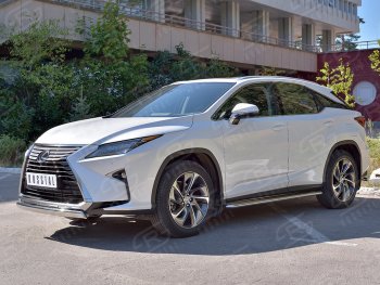 20 999 р. Защита переднего бампера (Ø75х42 мм, нержавейка, кроме F-Sport) Russtal Lexus RX350L AL20 дорестайлинг (2017-2019)  с доставкой в г. Екатеринбург. Увеличить фотографию 2