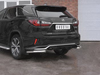 Защита заднего бампера (Ø63 уголки, нержавейка, NOT F-SPORT) Russtal Lexus (Лексус) RX350L (РХ)  AL20 (2017-2022) AL20 дорестайлинг, рестайлинг