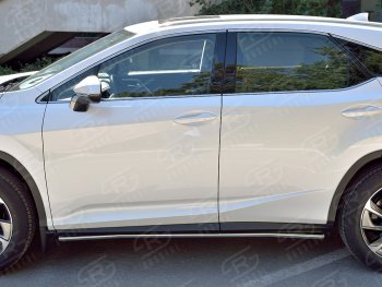 13 849 р. Защита порогов (Ø42 мм, нержавейка, кроме F-Sport) Russtal Lexus RX350L AL20 дорестайлинг (2017-2019) (Металлические торцы под 90°)  с доставкой в г. Екатеринбург. Увеличить фотографию 2