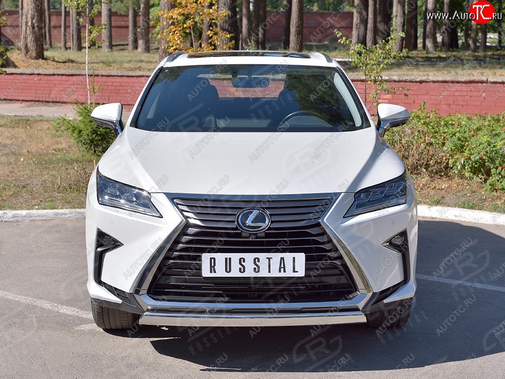 15 649 р. Защита переднего бампера (Ø75х42 мм, нержавейка) Russtal Lexus RX 200T AL20 дорестайлинг (2015-2017)  с доставкой в г. Екатеринбург