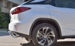 13 999 р. Защита заднего бампера (Ø42 мм волна, нержавейка) Russtal Lexus RX 200T AL20 дорестайлинг (2015-2017)  с доставкой в г. Екатеринбург. Увеличить фотографию 4