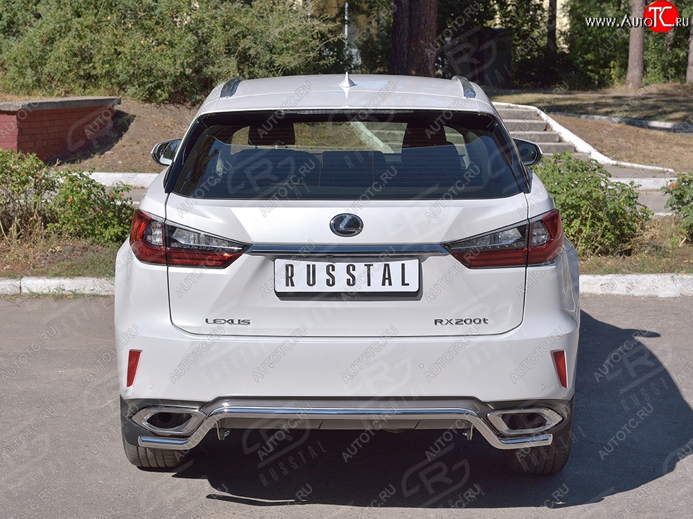 13 999 р. Защита заднего бампера (Ø42 мм волна, нержавейка) Russtal Lexus RX 200T AL20 дорестайлинг (2015-2017)  с доставкой в г. Екатеринбург