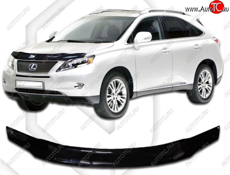 1 999 р. Дефлектор капота CA-Plastic  Lexus RX270  AL10 (2010-2012) дорестайлинг (Classic черный, Без надписи)  с доставкой в г. Екатеринбург