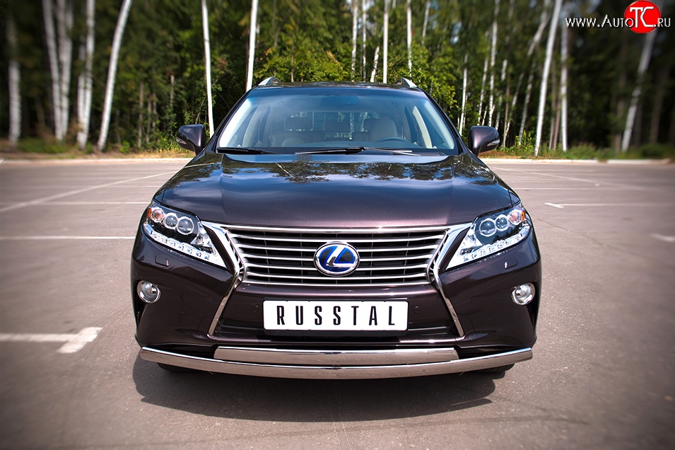 24 999 р. Защита переднего бампера (2 трубыØ75х42 мм, нержавейка) Russtal Lexus RX270 AL10 дорестайлинг (2010-2012)  с доставкой в г. Екатеринбург