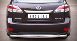 Защита заднего бампера (Ø63 и 42 мм, нержавейка) Russtal Lexus RX270 AL10 дорестайлинг (2010-2012)