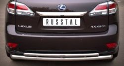 Защита заднего бампера (Ø63 и 42 мм, с подъемом (дуга), нержавейка) Russtal Lexus RX270 AL10 дорестайлинг (2010-2012)