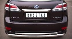 Защита заднего бампера (Ø76 и 42 мм с перемычками, нержавейка) Russtal Lexus RX270 AL10 дорестайлинг (2010-2012)