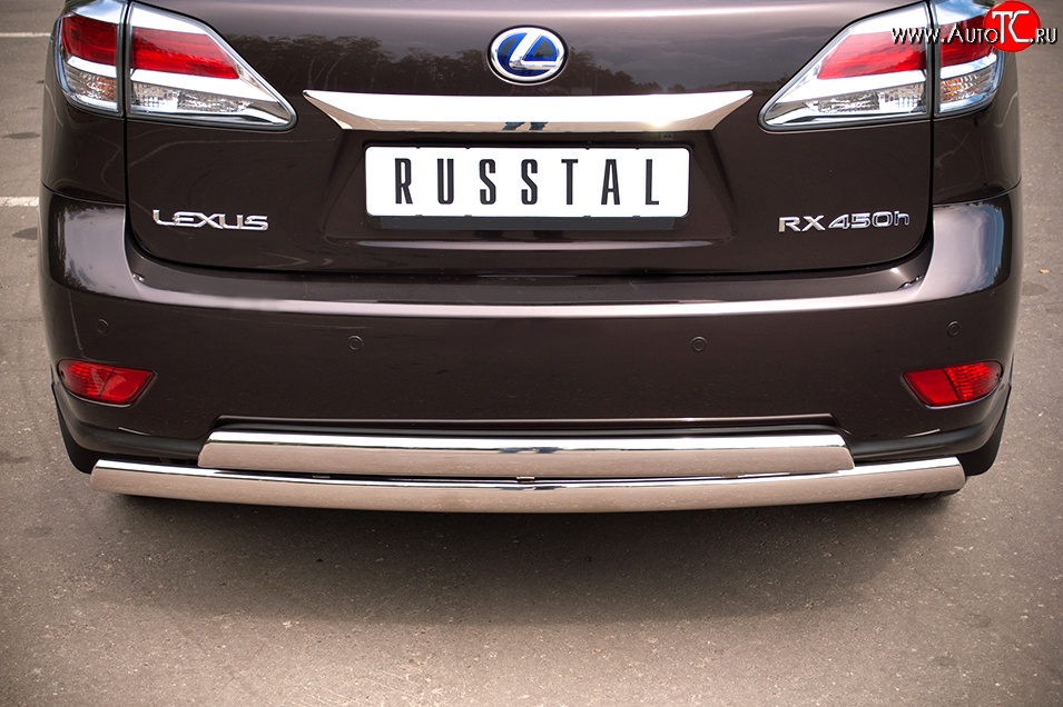 23 999 р. Защита заднего бампера (2 трубы Ø76х42 мм, нержавейка) Russtal Lexus RX270 AL10 дорестайлинг (2010-2012)  с доставкой в г. Екатеринбург