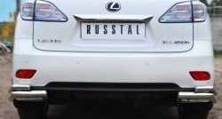 Защита заднего бампера (2 трубы Ø63 и 42 мм уголки, нержавейка) Russtal Lexus RX270 AL10 дорестайлинг (2010-2012)