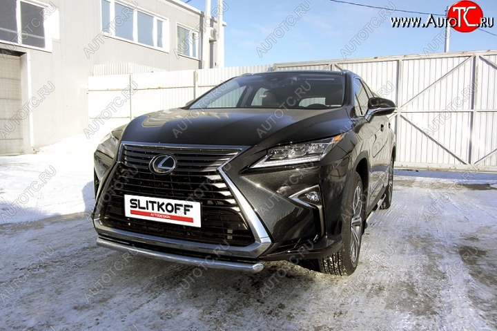 14 999 р. Защита переднего бампера из короткой трубы диаметром 57 мм Slitkoff Lexus RX350 AL20 дорестайлинг (2015-2019) (Нержавейка, Полированная)  с доставкой в г. Екатеринбург