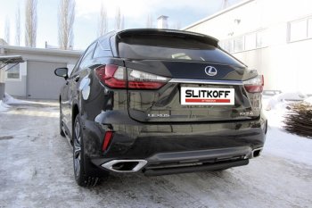 10 999 р. Защита задняя Slitkoff  Lexus RX350  AL20 (2015-2019) дорестайлинг (Цвет: серебристый)  с доставкой в г. Екатеринбург. Увеличить фотографию 1