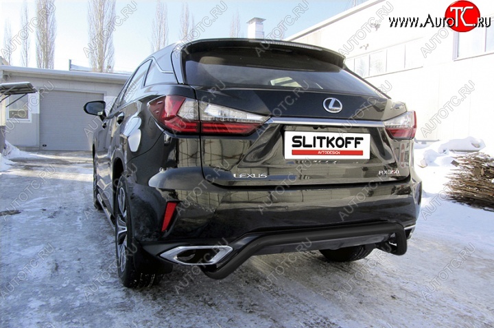 12 549 р. Защита задняя Slitkoff  Lexus RX350  AL20 (2015-2019) дорестайлинг (Цвет: серебристый)  с доставкой в г. Екатеринбург