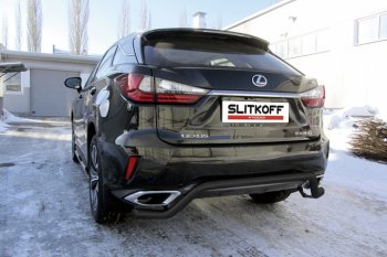 12 549 р. Защита задняя Slitkoff Lexus RX350 AL20 дорестайлинг (2015-2019) (Цвет: серебристый)  с доставкой в г. Екатеринбург. Увеличить фотографию 1