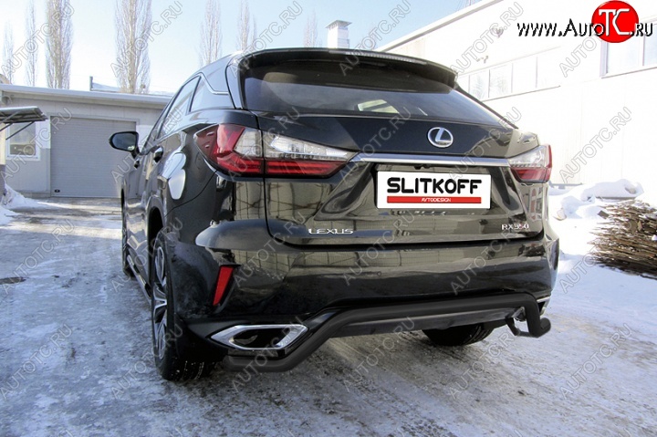 12 549 р. Защита задняя Slitkoff Lexus RX350 AL20 дорестайлинг (2015-2019) (Цвет: серебристый)  с доставкой в г. Екатеринбург