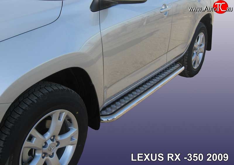 24 799 р. Широкая защита порогов Slitkoff Lexus RX350 AL10 дорестайлинг (2008-2012) (Нержавейка, Полированная)  с доставкой в г. Екатеринбург