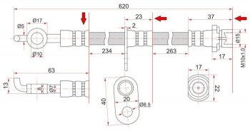 799 р. Тормозной шланг SAT (передний, левый, пр-во Таиланд) Toyota Ipsum ACM20 дорестайлинг (2001-2003)  с доставкой в г. Екатеринбург. Увеличить фотографию 1