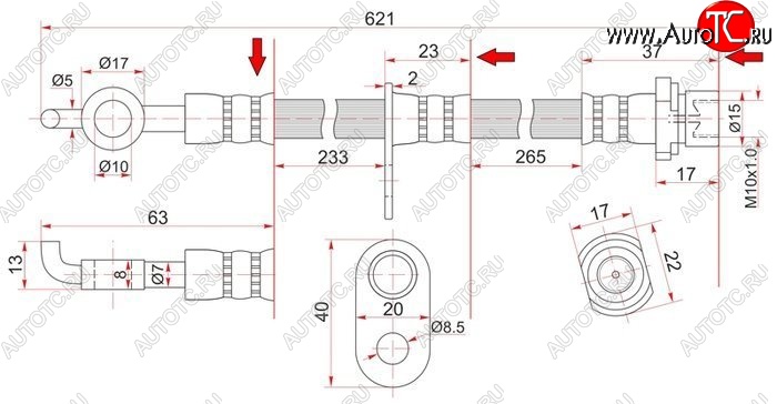 799 р. Тормозной шланг SAT (передний, правый, пр-во Таиланд) Lifan Solano  дорестайлинг (2010-2015)  с доставкой в г. Екатеринбург