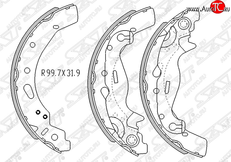 1 199 р. Колодки тормозные задние SAT  Mazda 2/Demio  DE (2007-2014) дорестайлинг, рестайлинг  с доставкой в г. Екатеринбург