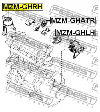 4 899 р. Правая подушка двигателя Febest (гидравлическая) Mazda 6 GH дорестайлинг лифтбэк (2007-2010)  с доставкой в г. Екатеринбург. Увеличить фотографию 4