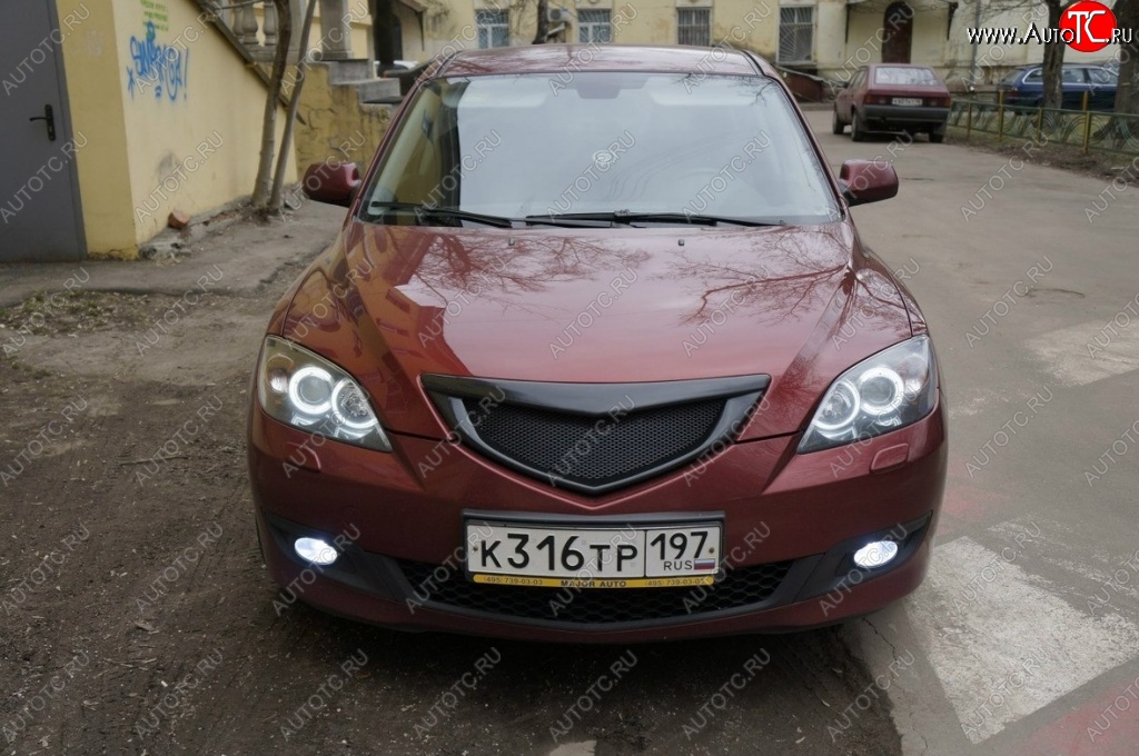 2 599 р. Решётка радиатора Style v4 (сетка) Mazda 3/Axela BK дорестайлинг, хэтчбэк (2003-2006) (Неокрашенная)  с доставкой в г. Екатеринбург