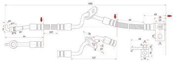 Тормозной шланг SAT (правый) Mazda 6 GG седан рестайлинг (2005-2008)