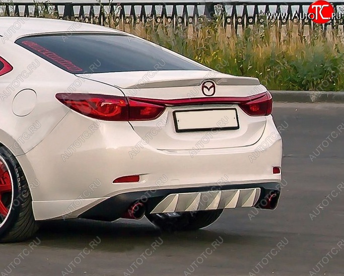 10 899 р. Диффузор заднего бампера Sport v4  Mazda 6  GJ (2015-2018) 1-ый рестайлинг седан (Неокрашенная)  с доставкой в г. Екатеринбург