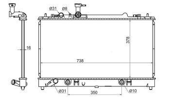 Радиатор SAT (пластинчатый, 1.8 / 2.0) Mazda 6 GH дорестайлинг универсал (2007-2010)