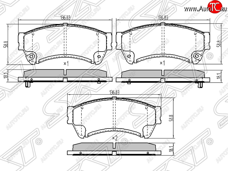 1 299 р. Колодки тормозные SAT (передние)  Mazda 6  GH - Atenza  с доставкой в г. Екатеринбург