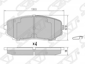 1 299 р. Колодки тормозные SAT (передние)  Mazda Bongo  Friendee - CX-9  TB  с доставкой в г. Екатеринбург. Увеличить фотографию 1