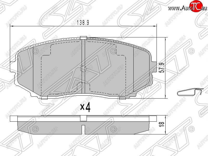 1 299 р. Колодки тормозные SAT (передние)  Mazda Bongo  Friendee - CX-9  TB  с доставкой в г. Екатеринбург