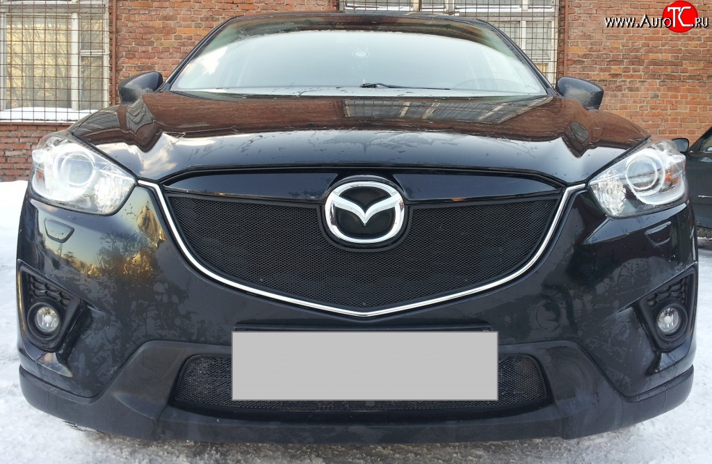 2 299 р. Нижняя сетка на бампер Russtal (черная) Mazda CX-5 KE дорестайлинг (2011-2014)  с доставкой в г. Екатеринбург