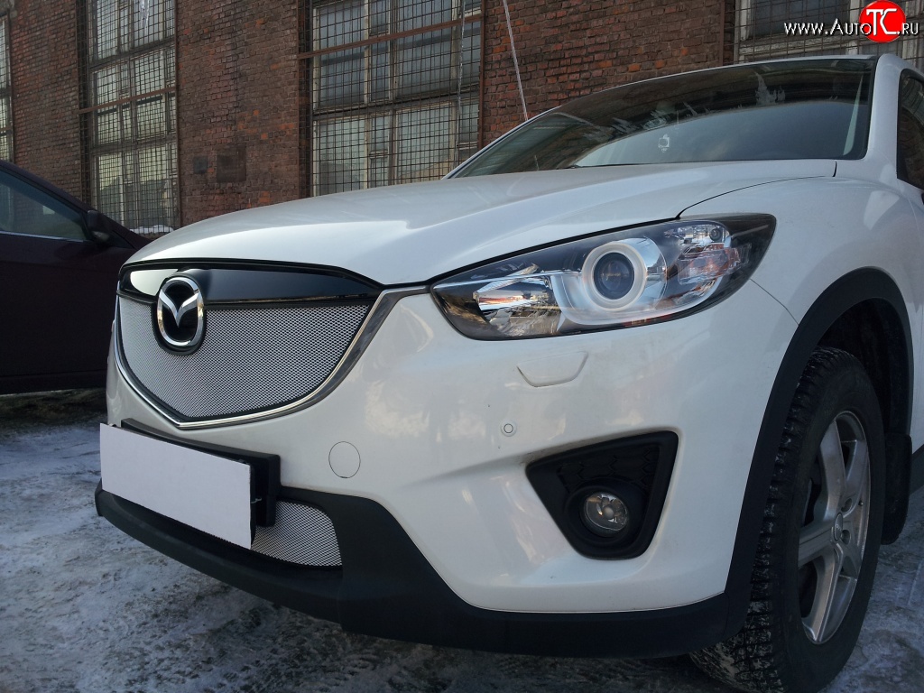 2 399 р. Нижняя сетка на бампер Russtal (хром) Mazda CX-5 KE дорестайлинг (2011-2014)  с доставкой в г. Екатеринбург