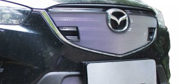 1 639 р. Защитная сетка на решетку радиатор Russtal  Mazda CX-5  KE (2015-2017) рестайлинг (чёрная, без выреза под парктронник)  с доставкой в г. Екатеринбург. Увеличить фотографию 2