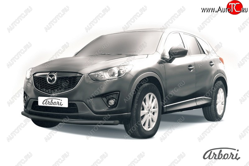 7 019 р. Защита переднего бампера Arbori (черная, 1 труба d57 mm). Mazda CX-5 KE дорестайлинг (2011-2014)  с доставкой в г. Екатеринбург