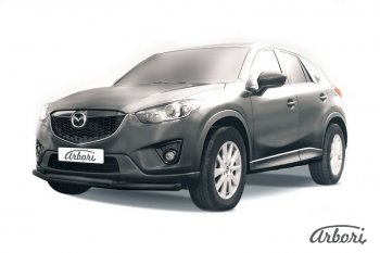 Защита переднего бампера Arbori (черная, 2 трубы d57 и 42 mm) Mazda CX-5 KE дорестайлинг (2011-2014)