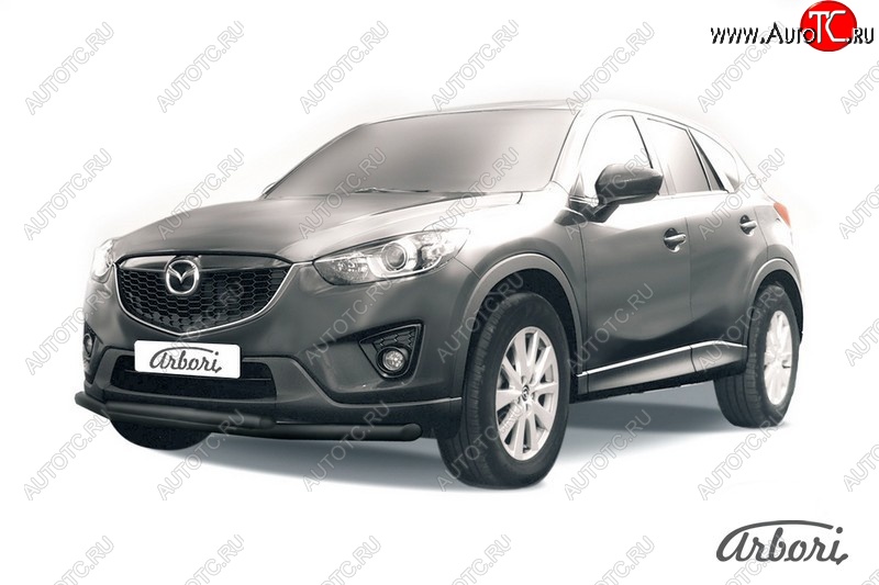 7 919 р. Защита переднего бампера Arbori (черная, 2 трубы d57 и 42 mm) Mazda CX-5 KE дорестайлинг (2011-2014)  с доставкой в г. Екатеринбург