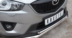 16 999 р. Защита переднего бампера (2 трубыØ63 и 42 мм, нержавейка) Russtal Mazda CX-5 KE дорестайлинг (2011-2014)  с доставкой в г. Екатеринбург. Увеличить фотографию 2