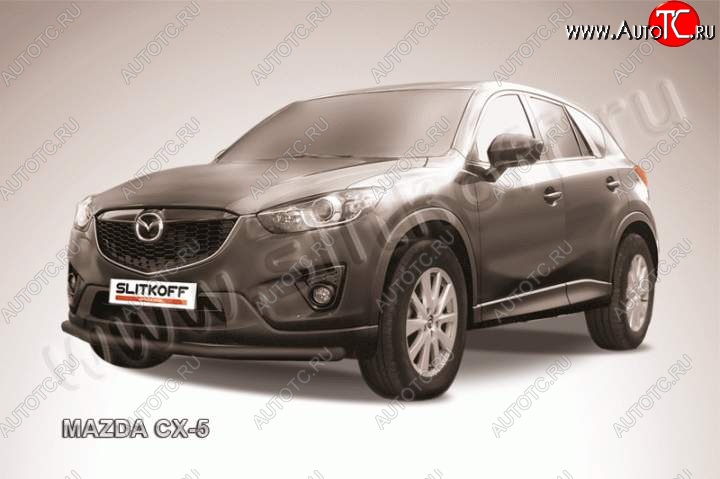 10 499 р. Защита переднего бампер Slitkoff Mazda CX-5 KE дорестайлинг (2011-2014) (Цвет: серебристый)  с доставкой в г. Екатеринбург