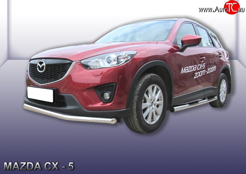 14 999 р. Одинарная защита переднего бампера из трубы диаметром 57 мм Slitkoff Mazda CX-5 KE дорестайлинг (2011-2014) (Нержавейка, Полированная)  с доставкой в г. Екатеринбург