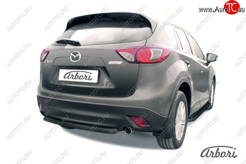 7 019 р. Защита заднего бампера Arbori (короткая, черная, 1 труба d57 mm). Mazda CX-5 KE дорестайлинг (2011-2014)  с доставкой в г. Екатеринбург